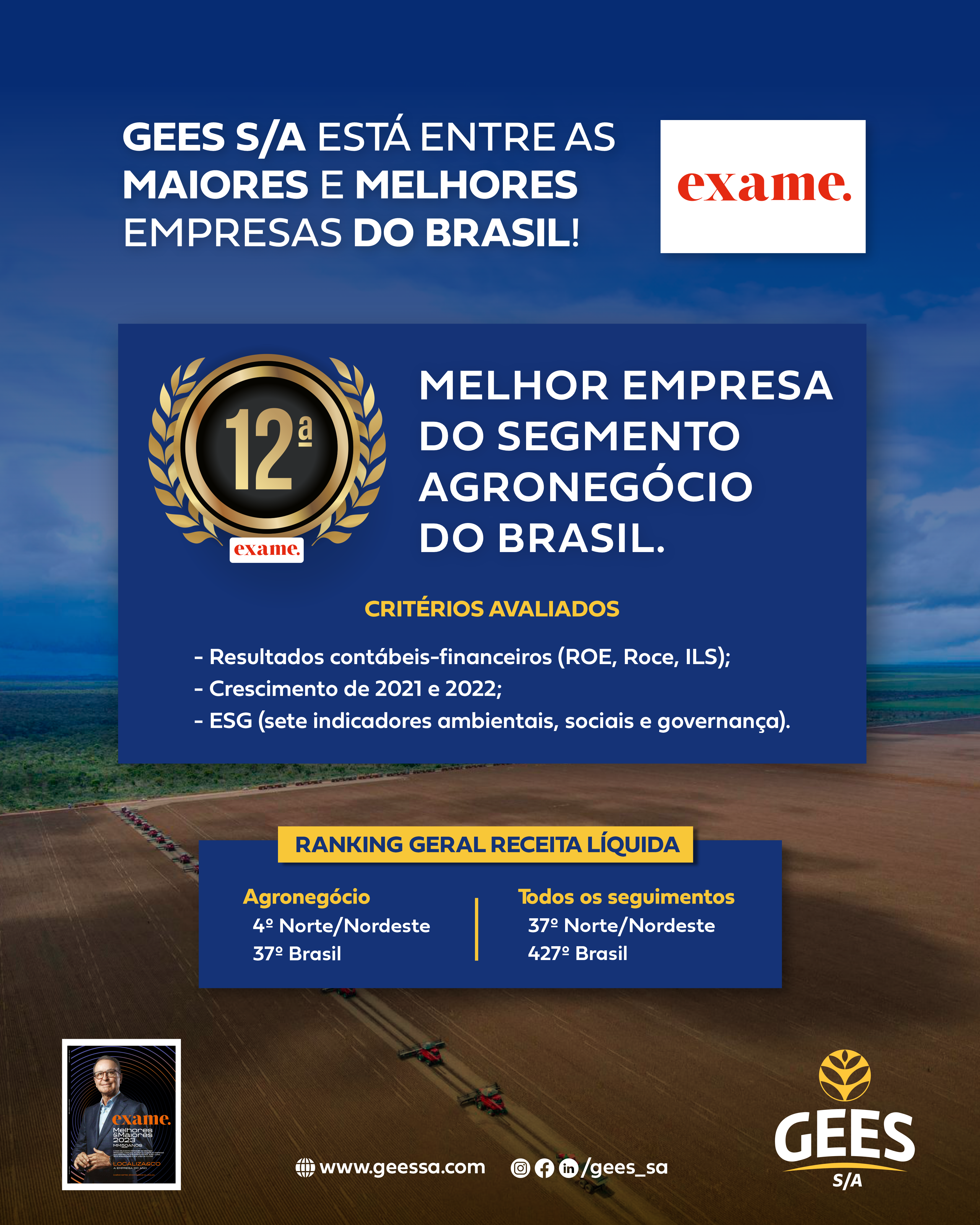 GEES S/A ESTÁ ENTRE AS MAIORES E MELHORES EMPRESAS DO BRASIL!