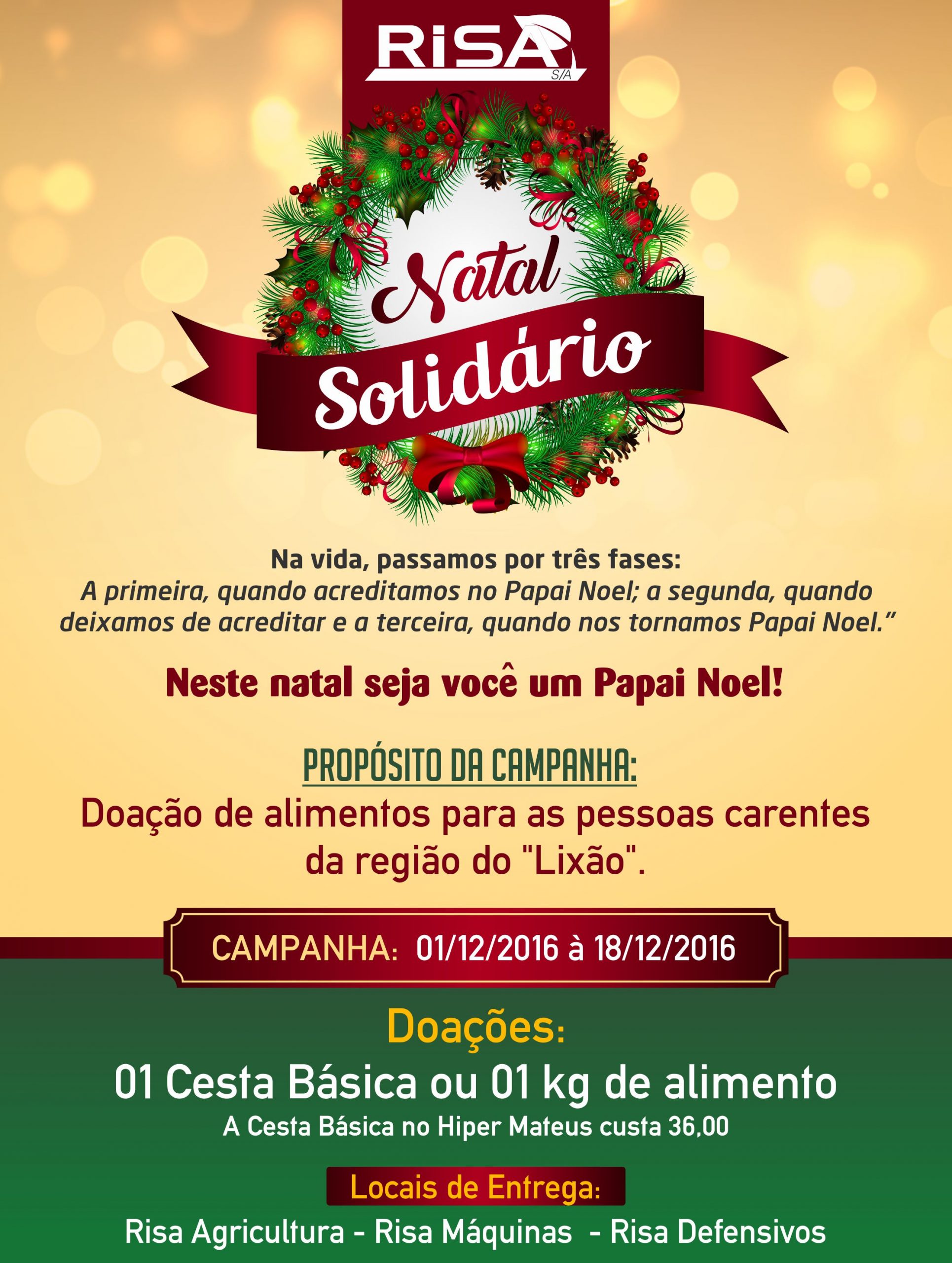 RISA LANÇA CAMPANHA NATAL SOLIDÁRIO